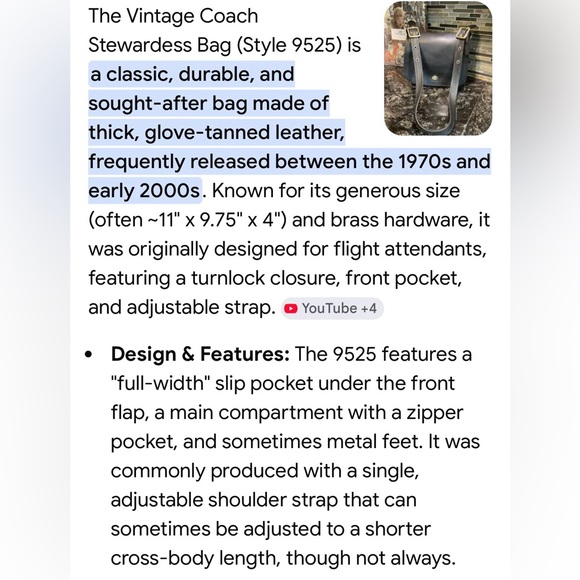 Coach Stewardess Bag F2P-9525 Made in Costa Rica - Picture 14 of 15